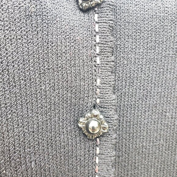 St. John Evening Pant Suit 6 Black Santana Knit Metallic Trim Wide Leg Vintage - Picture 3 of 15